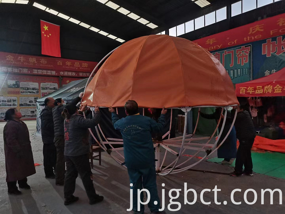 Customized processing of wind resistant spherical tents